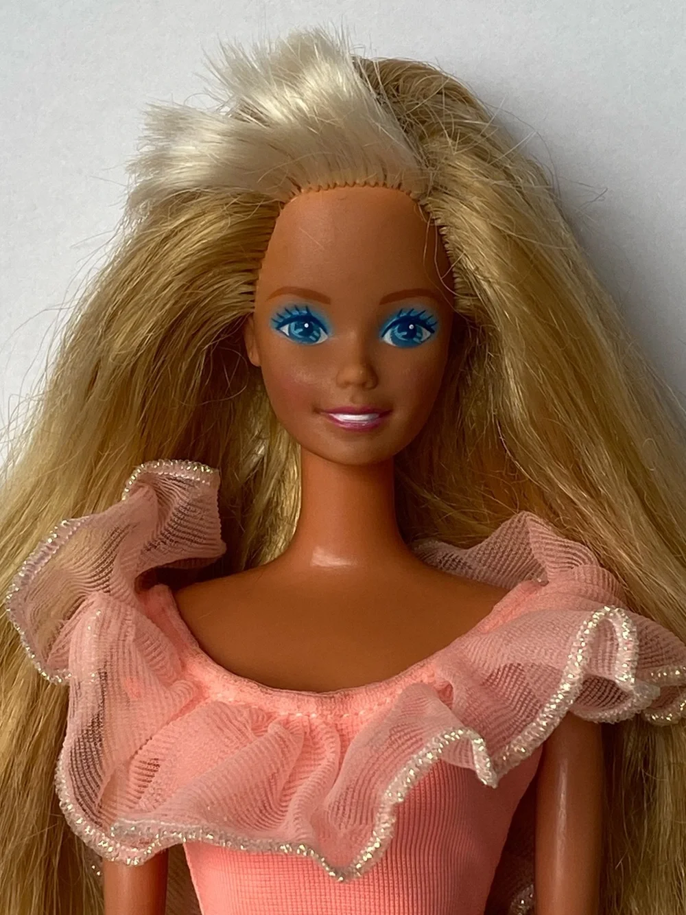 Vintage 1989 Wet 'N Wild Barbie Doll Mattel #4103 - Redressed in Orange Dress